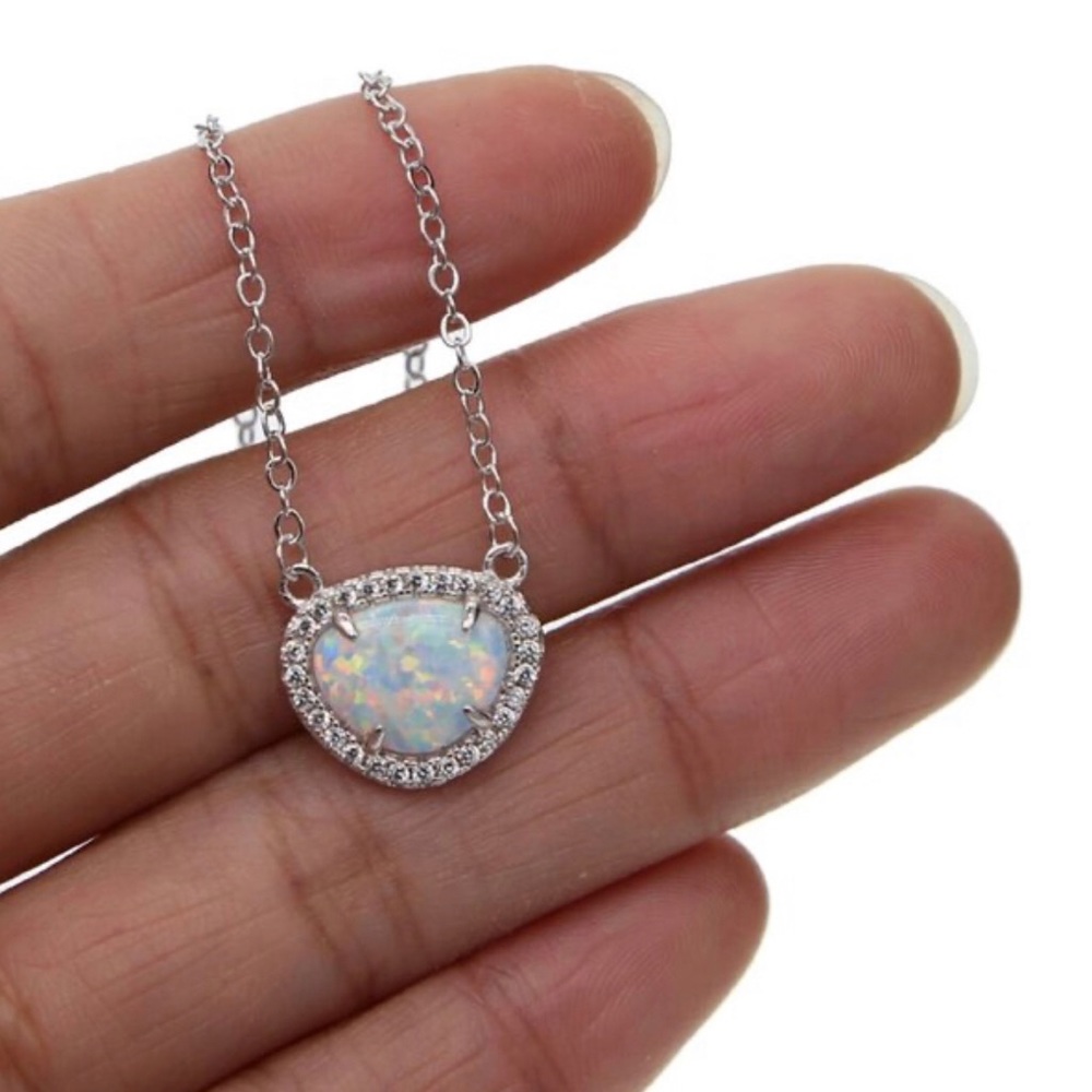 Opal w/CZ Necklace,NWT